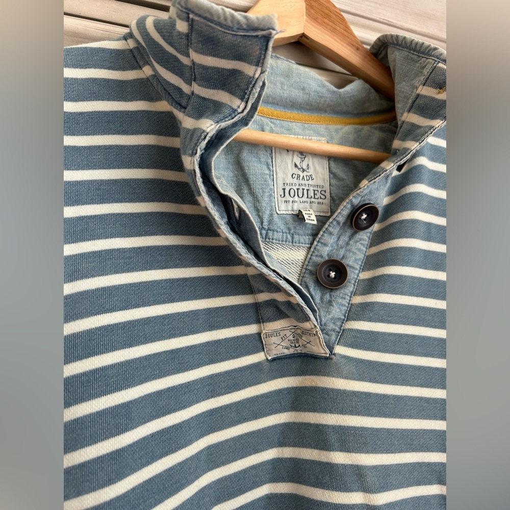 Joules Blue and White Striped Button-Up